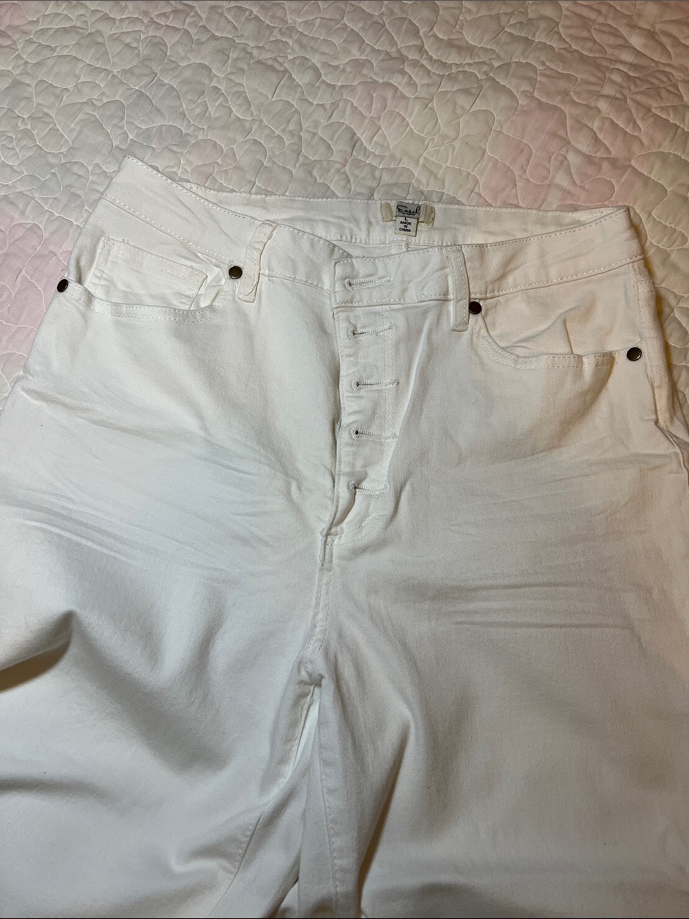 White Button-Fly High-Rise Jeans